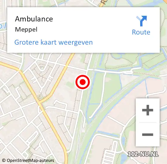 Locatie op kaart van de 112 melding: Ambulance Meppel op 26 februari 2022 14:09