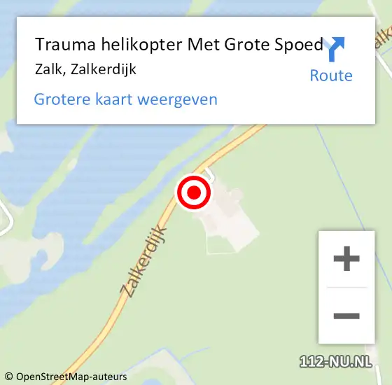 Locatie op kaart van de 112 melding: Trauma helikopter Met Grote Spoed Naar Zalk, Zalkerdijk op 26 februari 2022 14:17