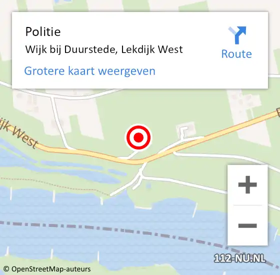 Locatie op kaart van de 112 melding: Politie Wijk bij Duurstede, Lekdijk West op 26 februari 2022 14:48