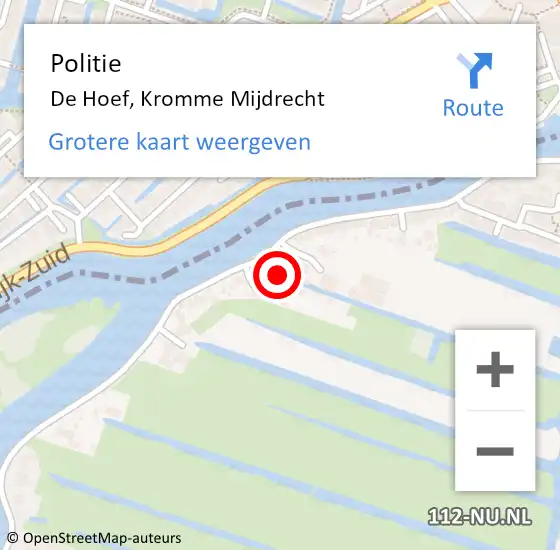 Locatie op kaart van de 112 melding: Politie De Hoef, Kromme Mijdrecht op 26 februari 2022 15:10