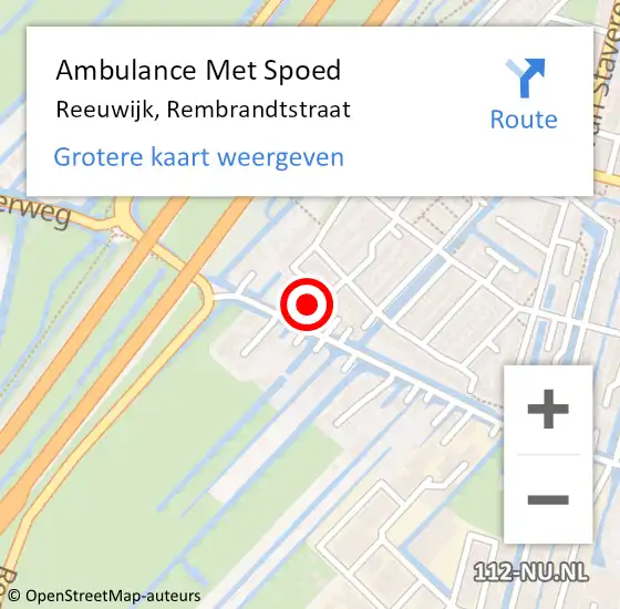 Locatie op kaart van de 112 melding: Ambulance Met Spoed Naar Reeuwijk, Rembrandtstraat op 26 februari 2022 15:37