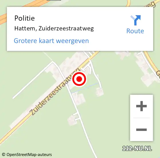 Locatie op kaart van de 112 melding: Politie Hattem, Zuiderzeestraatweg op 26 februari 2022 15:37