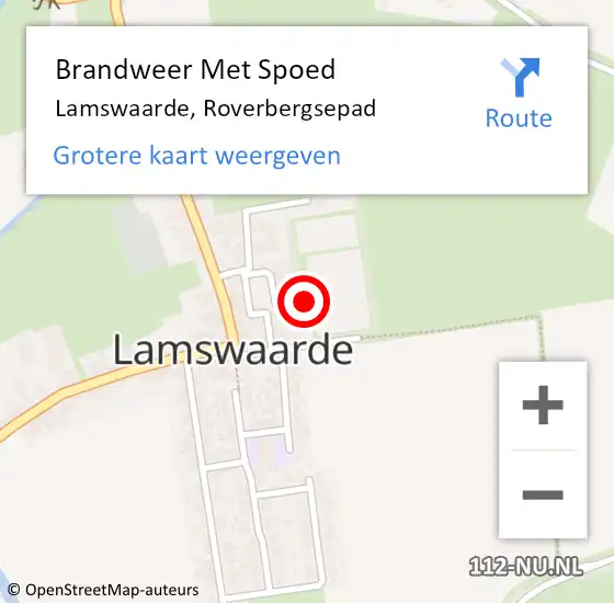 Locatie op kaart van de 112 melding: Brandweer Met Spoed Naar Lamswaarde, Roverbergsepad op 26 februari 2022 16:17