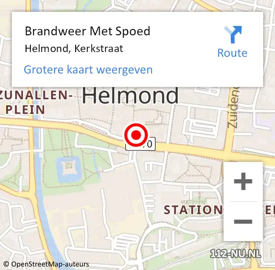 Locatie op kaart van de 112 melding: Brandweer Met Spoed Naar Helmond, Kerkstraat op 26 februari 2022 19:18