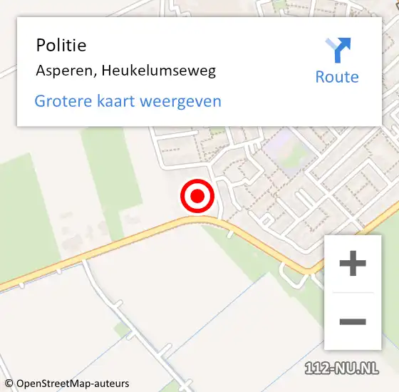 Locatie op kaart van de 112 melding: Politie Asperen, Heukelumseweg op 26 februari 2022 20:04