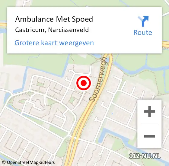 Locatie op kaart van de 112 melding: Ambulance Met Spoed Naar Castricum, Narcissenveld op 26 februari 2022 20:09