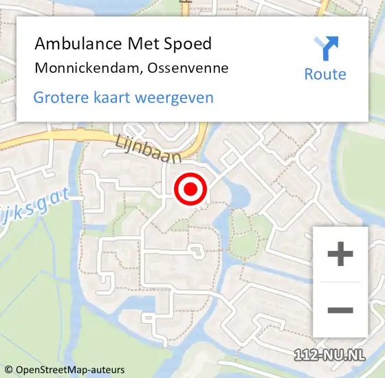 Locatie op kaart van de 112 melding: Ambulance Met Spoed Naar Monnickendam, Ossenvenne op 26 februari 2022 20:10