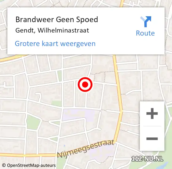 Locatie op kaart van de 112 melding: Brandweer Geen Spoed Naar Gendt, Wilhelminastraat op 26 februari 2022 22:11