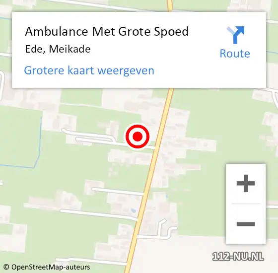 Locatie op kaart van de 112 melding: Ambulance Met Grote Spoed Naar Ede, Meikade op 26 februari 2022 22:42