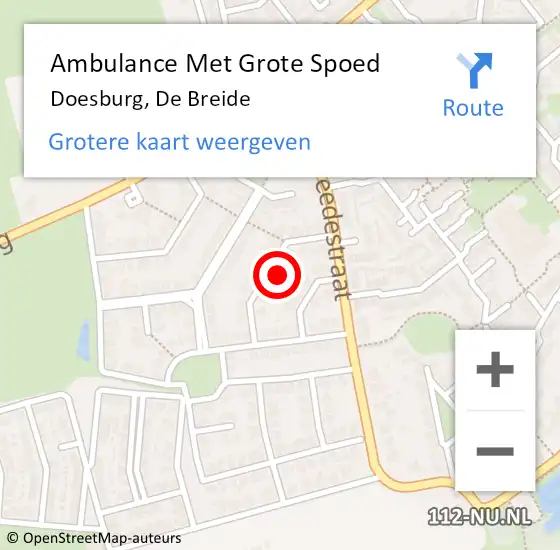 Locatie op kaart van de 112 melding: Ambulance Met Grote Spoed Naar Doesburg, De Breide op 26 februari 2022 23:29