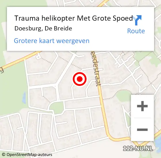Locatie op kaart van de 112 melding: Trauma helikopter Met Grote Spoed Naar Doesburg, De Breide op 26 februari 2022 23:32