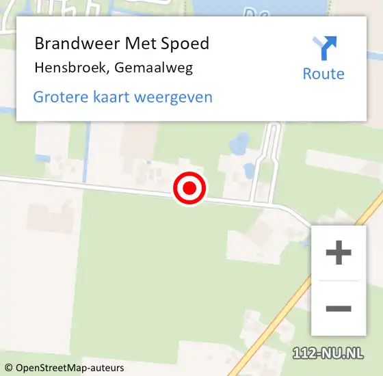 Locatie op kaart van de 112 melding: Brandweer Met Spoed Naar Hensbroek, Gemaalweg op 27 februari 2022 02:29