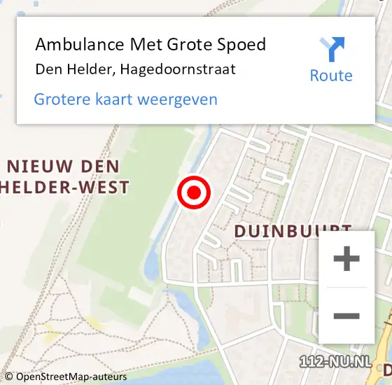 Locatie op kaart van de 112 melding: Ambulance Met Grote Spoed Naar Den Helder, Hagedoornstraat op 27 februari 2022 06:08