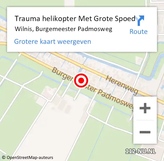 Locatie op kaart van de 112 melding: Trauma helikopter Met Grote Spoed Naar Wilnis, Burgemeester Padmosweg op 27 februari 2022 06:10