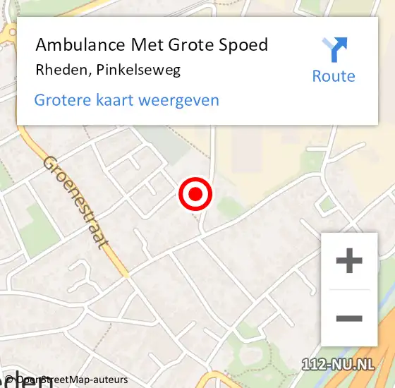 Locatie op kaart van de 112 melding: Ambulance Met Grote Spoed Naar Rheden, Pinkelseweg op 27 februari 2022 09:22