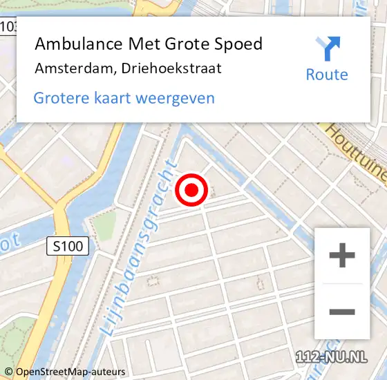 Locatie op kaart van de 112 melding: Ambulance Met Grote Spoed Naar Amsterdam, Driehoekstraat op 27 februari 2022 09:30