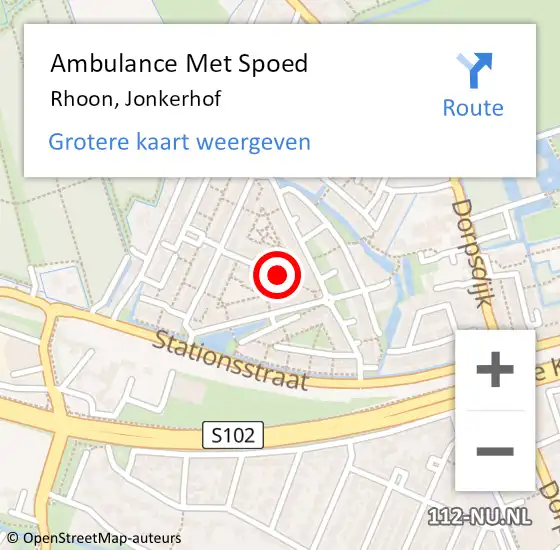 Locatie op kaart van de 112 melding: Ambulance Met Spoed Naar Rhoon, Jonkerhof op 27 februari 2022 09:37