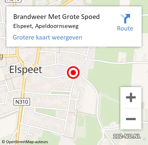 Locatie op kaart van de 112 melding: Brandweer Met Grote Spoed Naar Elspeet, Apeldoornseweg op 27 februari 2022 11:01