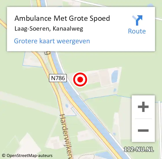Locatie op kaart van de 112 melding: Ambulance Met Grote Spoed Naar Laag-Soeren, Kanaalweg op 27 februari 2022 11:42