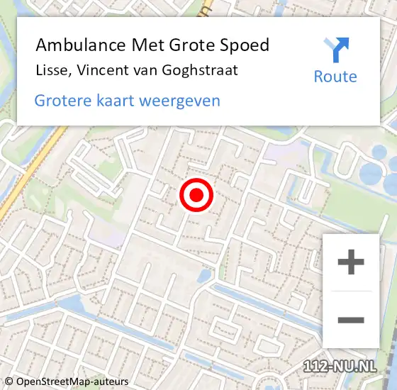 Locatie op kaart van de 112 melding: Ambulance Met Grote Spoed Naar Lisse, Vincent van Goghstraat op 27 februari 2022 11:50
