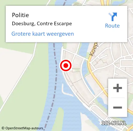Locatie op kaart van de 112 melding: Politie Doesburg, Contre Escarpe op 27 februari 2022 11:54
