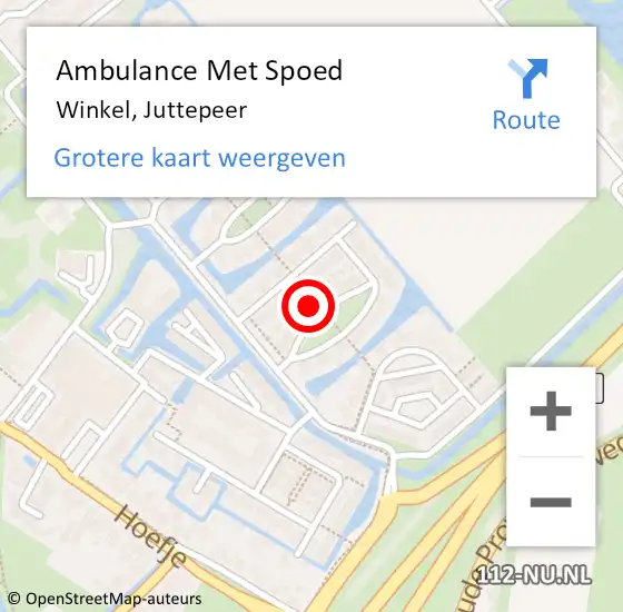 Locatie op kaart van de 112 melding: Ambulance Met Spoed Naar Winkel, Juttepeer op 27 februari 2022 12:06