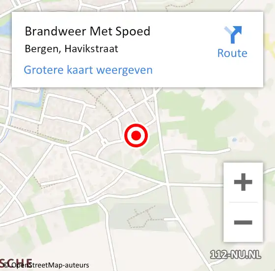 Locatie op kaart van de 112 melding: Brandweer Met Spoed Naar Bergen, Havikstraat op 27 februari 2022 12:09