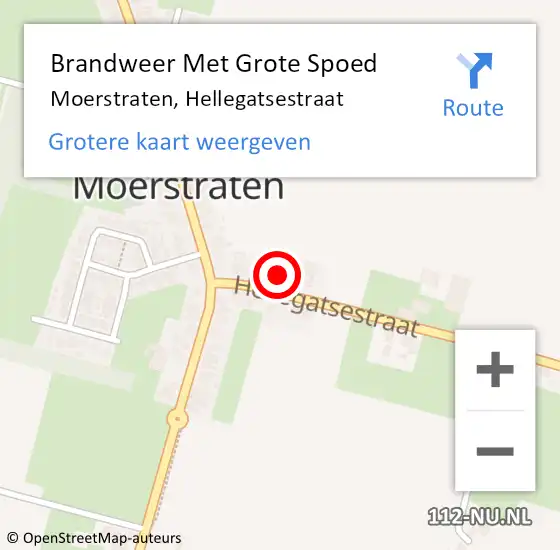 Locatie op kaart van de 112 melding: Brandweer Met Grote Spoed Naar Moerstraten, Hellegatsestraat op 27 februari 2022 13:24