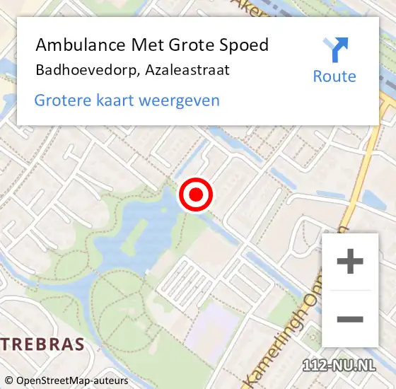 Locatie op kaart van de 112 melding: Ambulance Met Grote Spoed Naar Badhoevedorp, Azaleastraat op 27 februari 2022 13:40