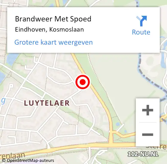 Locatie op kaart van de 112 melding: Brandweer Met Spoed Naar Eindhoven, Kosmoslaan op 27 februari 2022 17:59