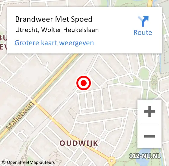Locatie op kaart van de 112 melding: Brandweer Met Spoed Naar Utrecht, Wolter Heukelslaan op 27 februari 2022 23:10