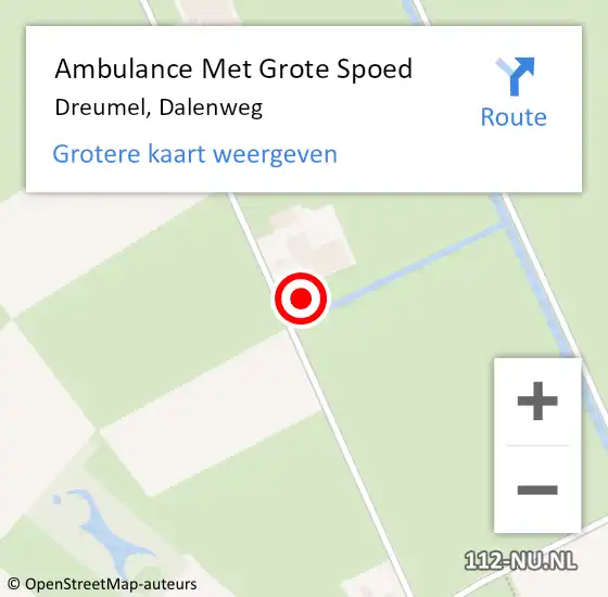 Locatie op kaart van de 112 melding: Ambulance Met Grote Spoed Naar Dreumel, Dalenweg op 27 februari 2022 23:29