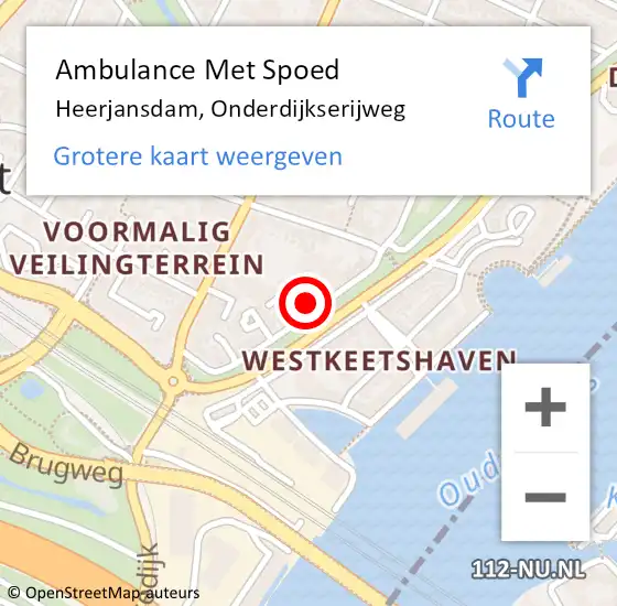 Locatie op kaart van de 112 melding: Ambulance Met Spoed Naar Heerjansdam, Onderdijkserijweg op 28 februari 2022 00:04