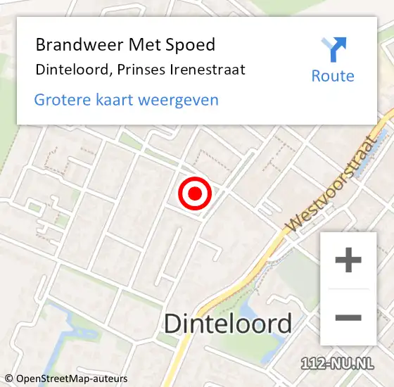 Locatie op kaart van de 112 melding: Brandweer Met Spoed Naar Dinteloord, Prinses Irenestraat op 28 februari 2022 01:29