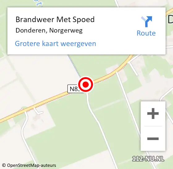Locatie op kaart van de 112 melding: Brandweer Met Spoed Naar Donderen, Norgerweg op 9 juli 2014 19:24