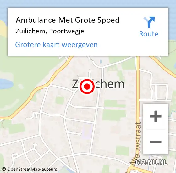 Locatie op kaart van de 112 melding: Ambulance Met Grote Spoed Naar Zuilichem, Poortwegje op 28 februari 2022 02:12