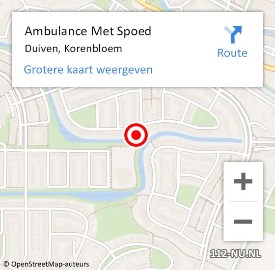 Locatie op kaart van de 112 melding: Ambulance Met Spoed Naar Duiven, Korenbloem op 28 februari 2022 05:15