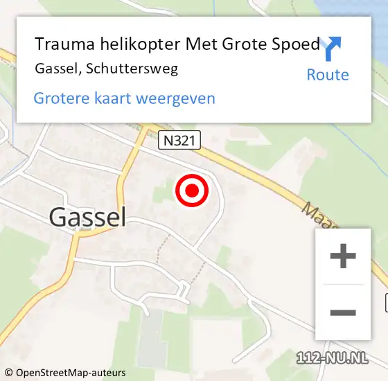 Locatie op kaart van de 112 melding: Trauma helikopter Met Grote Spoed Naar Gassel, Schuttersweg op 28 februari 2022 06:42