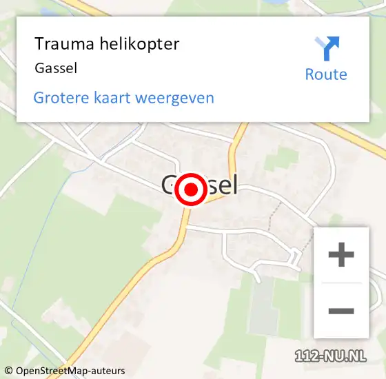 Locatie op kaart van de 112 melding: Trauma helikopter Gassel op 28 februari 2022 06:45
