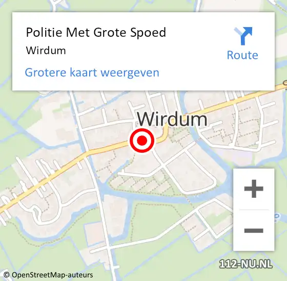 Locatie op kaart van de 112 melding: Politie Met Grote Spoed Naar Wirdum op 28 februari 2022 06:46