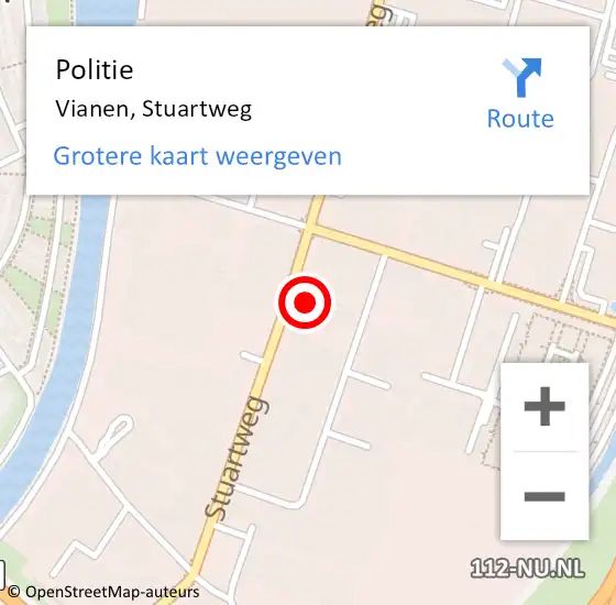 Locatie op kaart van de 112 melding: Politie Vianen, Stuartweg op 28 februari 2022 08:45