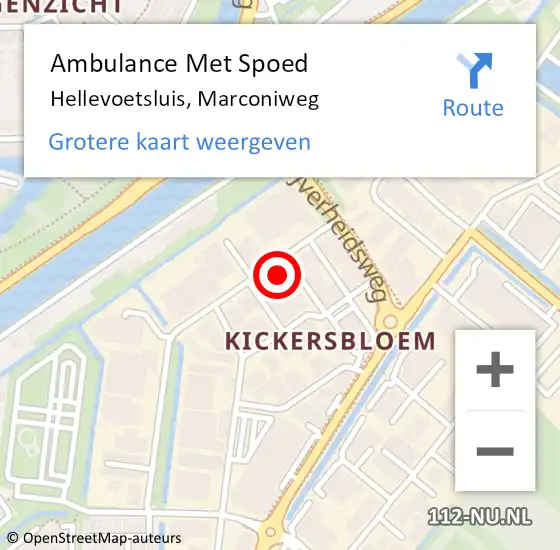Locatie op kaart van de 112 melding: Ambulance Met Spoed Naar Hellevoetsluis, Marconiweg op 28 februari 2022 10:26