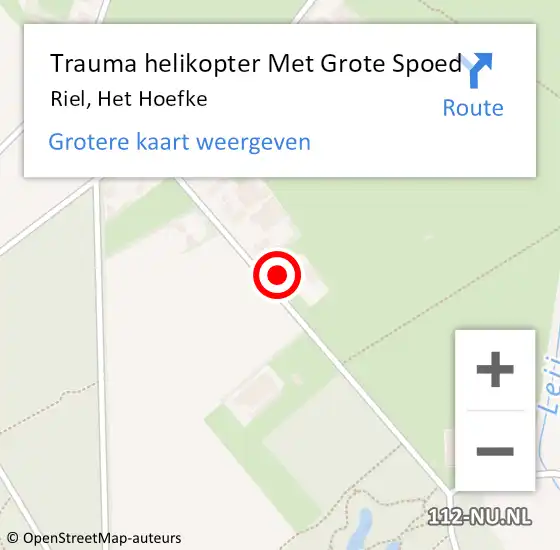 Locatie op kaart van de 112 melding: Trauma helikopter Met Grote Spoed Naar Riel, Het Hoefke op 28 februari 2022 10:44