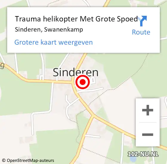 Locatie op kaart van de 112 melding: Trauma helikopter Met Grote Spoed Naar Sinderen, Swanenkamp op 28 februari 2022 13:35