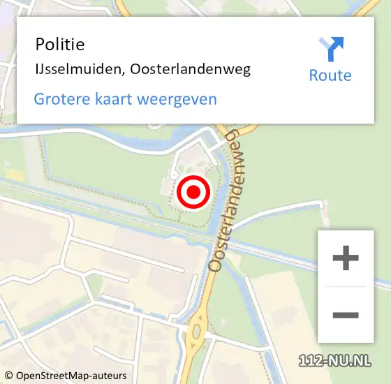 Locatie op kaart van de 112 melding: Politie IJsselmuiden, Oosterlandenweg op 28 februari 2022 14:43