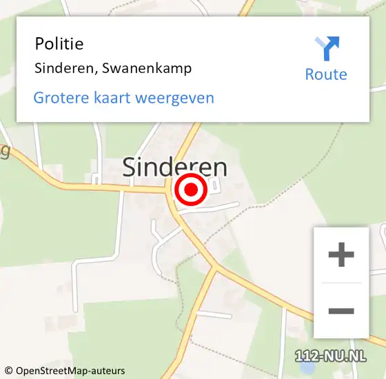 Locatie op kaart van de 112 melding: Politie Sinderen, Swanenkamp op 28 februari 2022 15:53