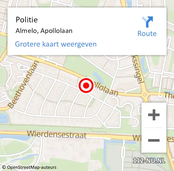 Locatie op kaart van de 112 melding: Politie Almelo, Apollolaan op 28 februari 2022 17:18