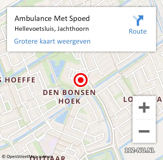 Locatie op kaart van de 112 melding: Ambulance Met Spoed Naar Hellevoetsluis, Jachthoorn op 28 februari 2022 17:44