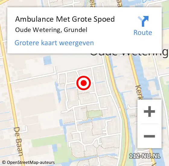 Locatie op kaart van de 112 melding: Ambulance Met Grote Spoed Naar Oude Wetering, Grundel op 28 februari 2022 19:05