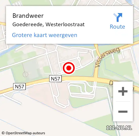 Locatie op kaart van de 112 melding: Brandweer Goedereede, Westerloostraat op 28 februari 2022 19:36